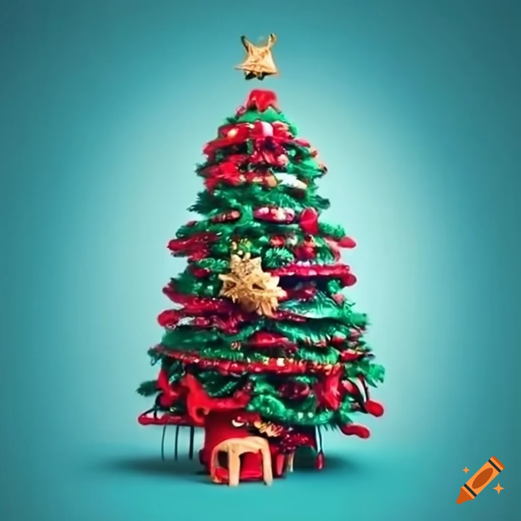 Decorated christmas tree with cats on Craiyon