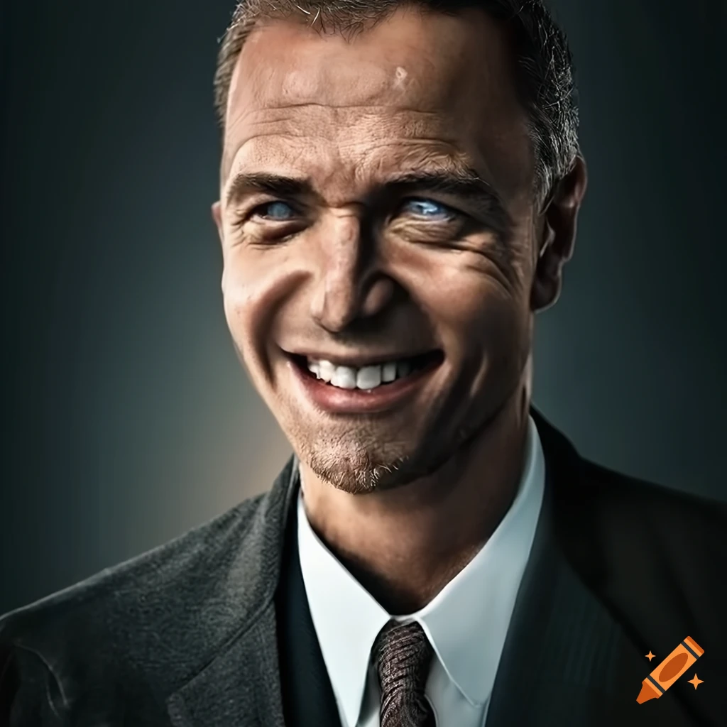 Smiling businessman with light blue eyes on Craiyon