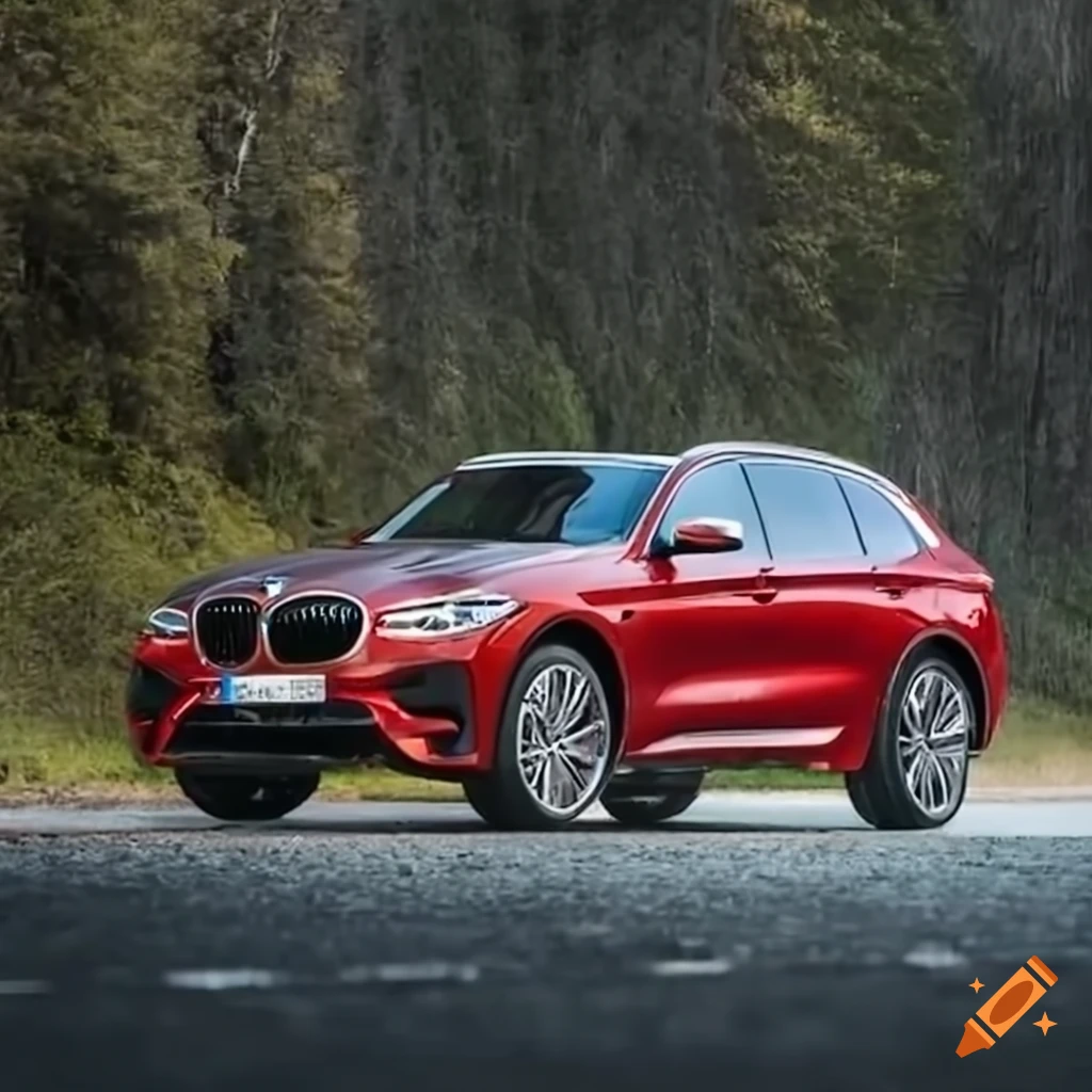 Sleek silver BMW passing a red XC60 on a scenic road