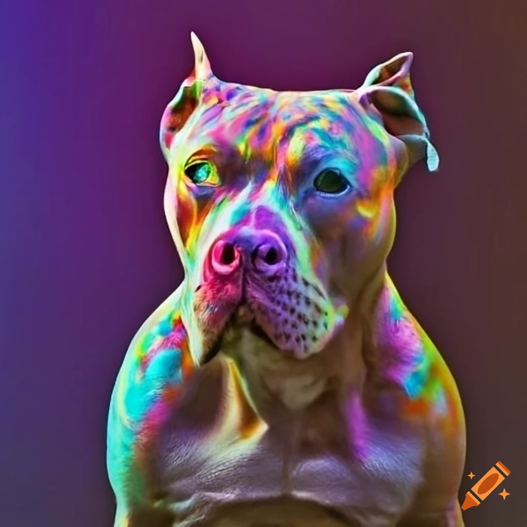 Colorful psychedelic pit bull on Craiyon