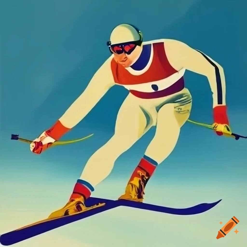 Vintage downhill skier olympic poster on Craiyon