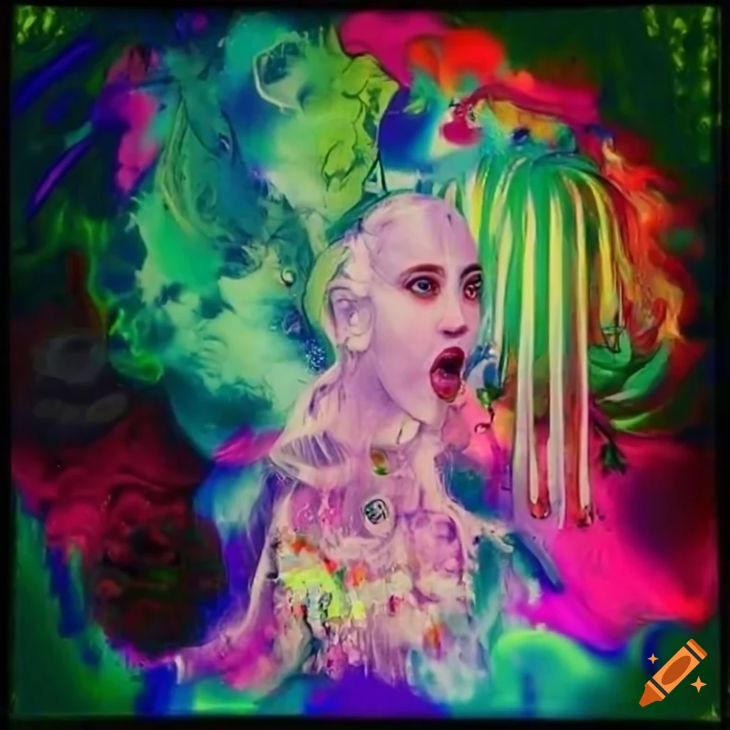 Abstract colorful lisa frank style design with jungle textures and