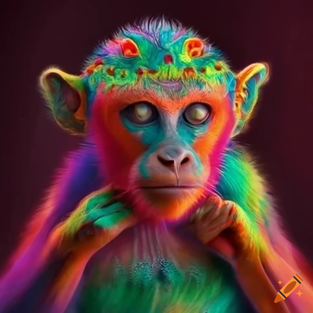 Colorful mysterious ancient monkey from folklore with magical powers on ...