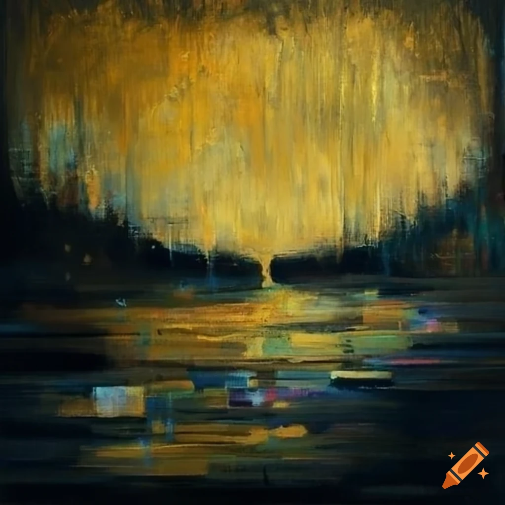 abstract-dark-winter-landscape-painting-with-gold-accents-in-klimt