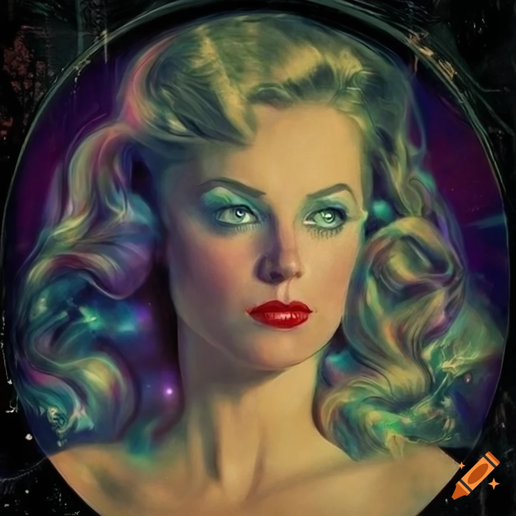 Tropical iridescent psychedelic art by Norman Rockwell