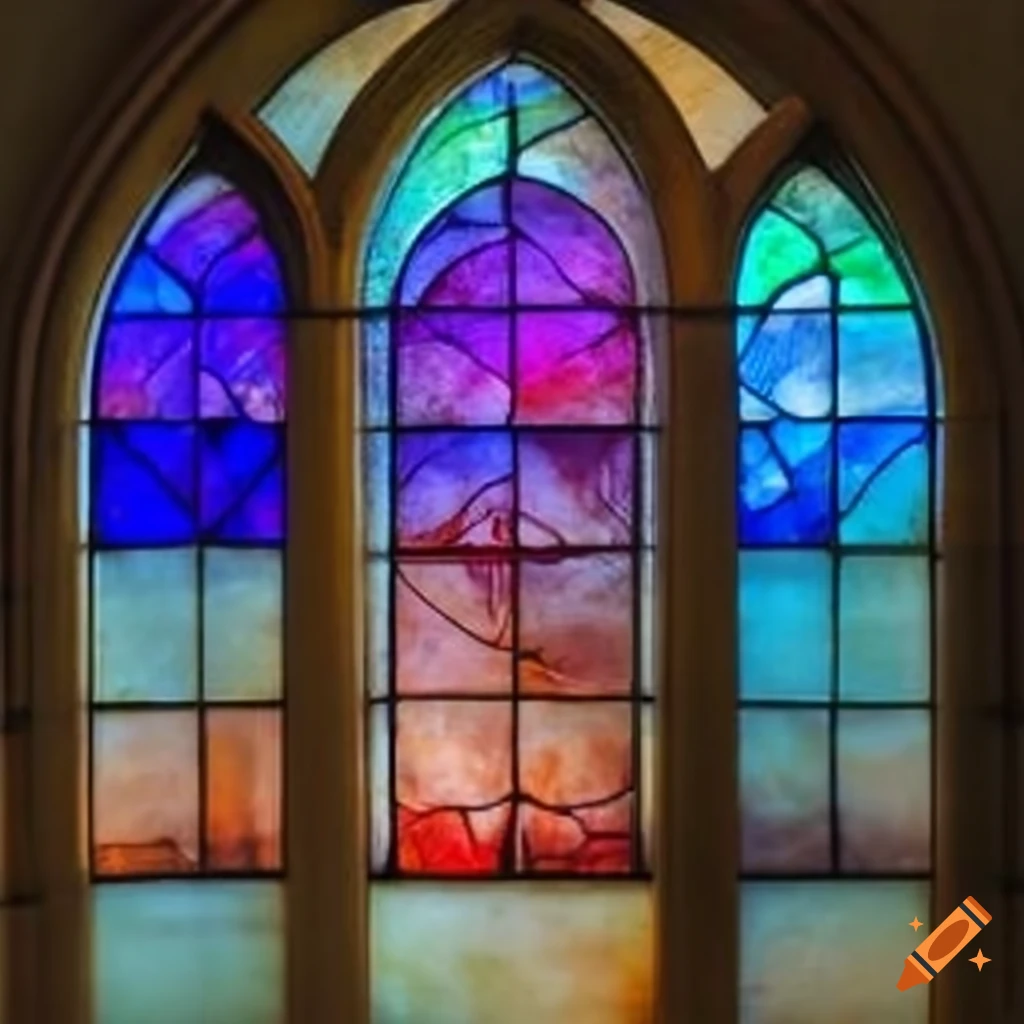 Medieval stained glass window with ghandaran buddhist art on Craiyon