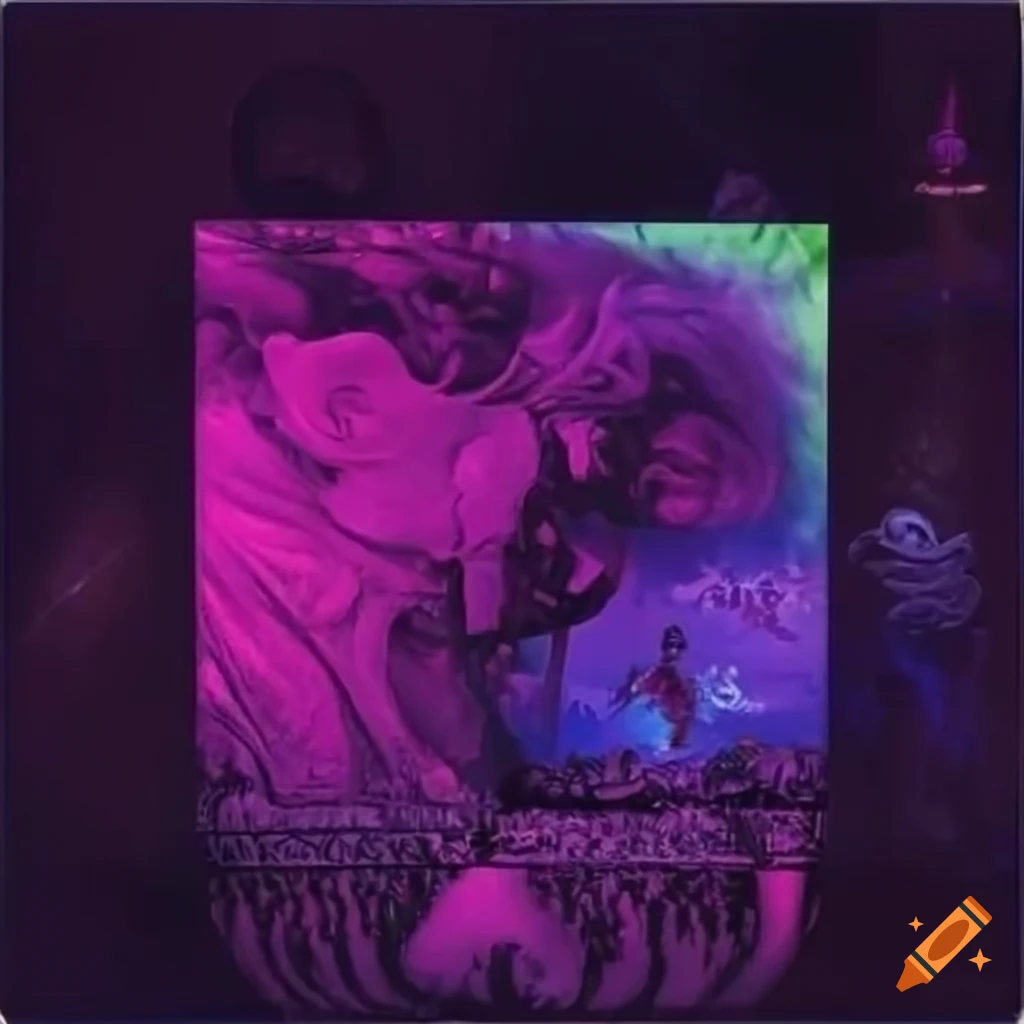 Futuristic vaporwave hardvapour dream catalogue with various themes and elements
