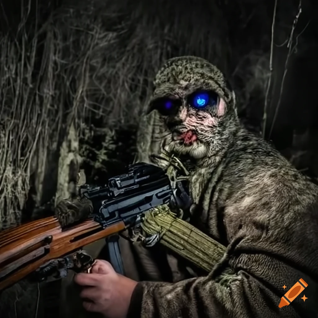 Night vision hunting monster rabbits ak47 on Craiyon