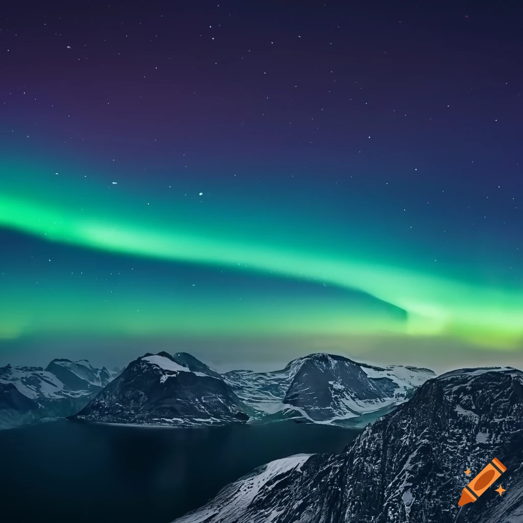 Adventure seeker overlooking city lights and Aurora Borealis at golden hour from the top of a fjord mountain
