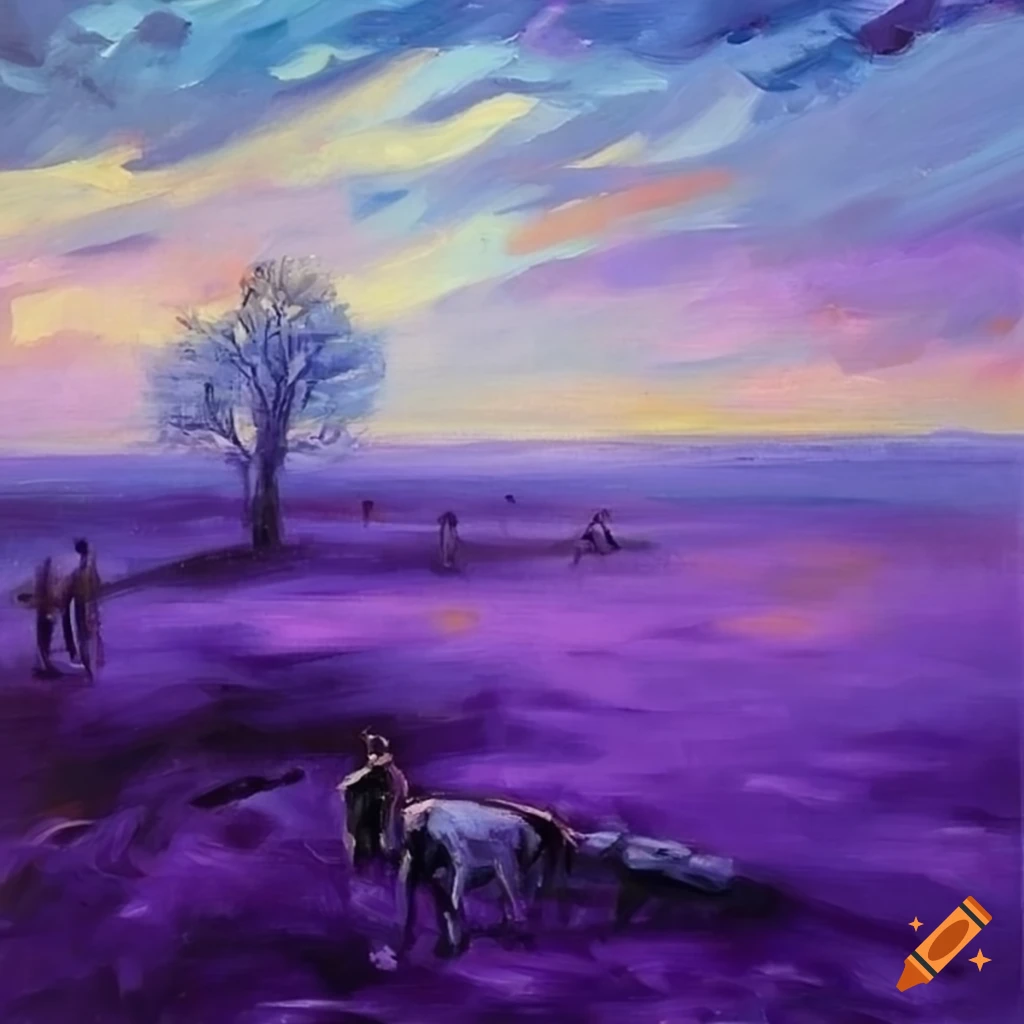 Purple battlefield oil painting