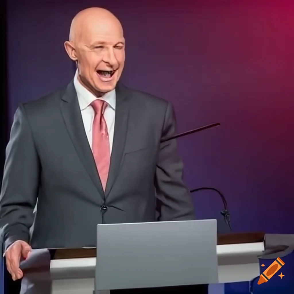 Elderly politician delivering a speech from a podium