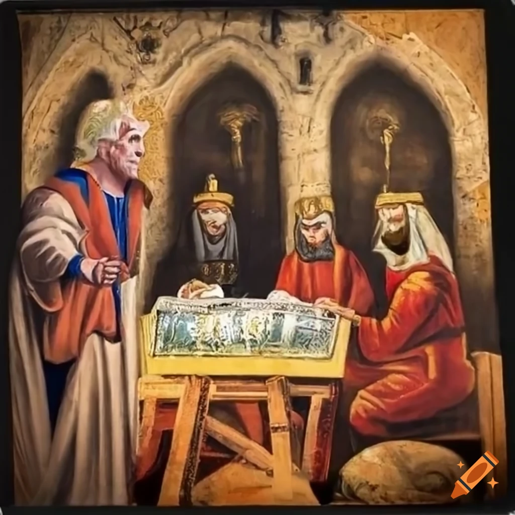 The Three Wise Men offering gifts in Bethlehem - Stock Illustration  [94553061] - PIXTA