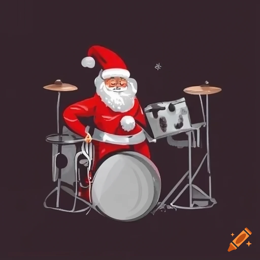 Santa themed gift certificate for a drum set on Craiyon
