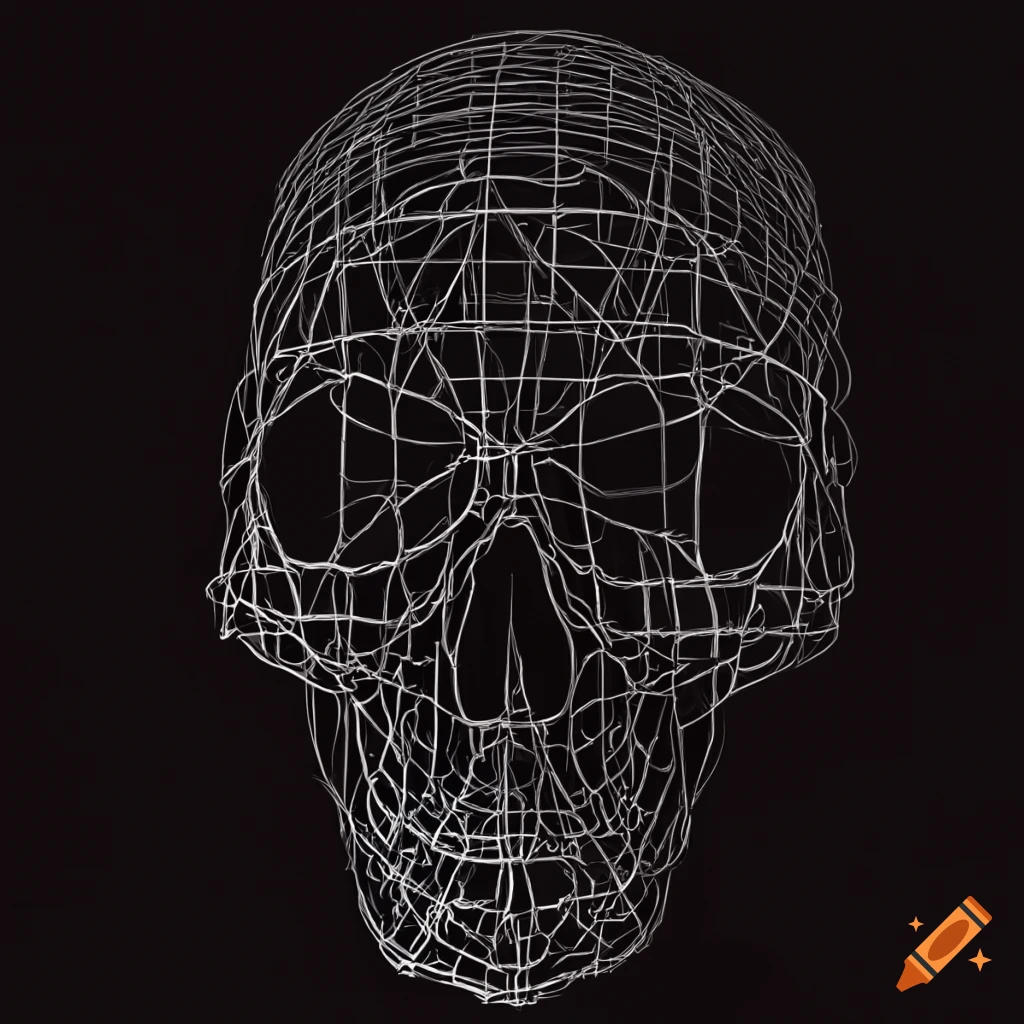 Vector wireframe skull illustration on Craiyon