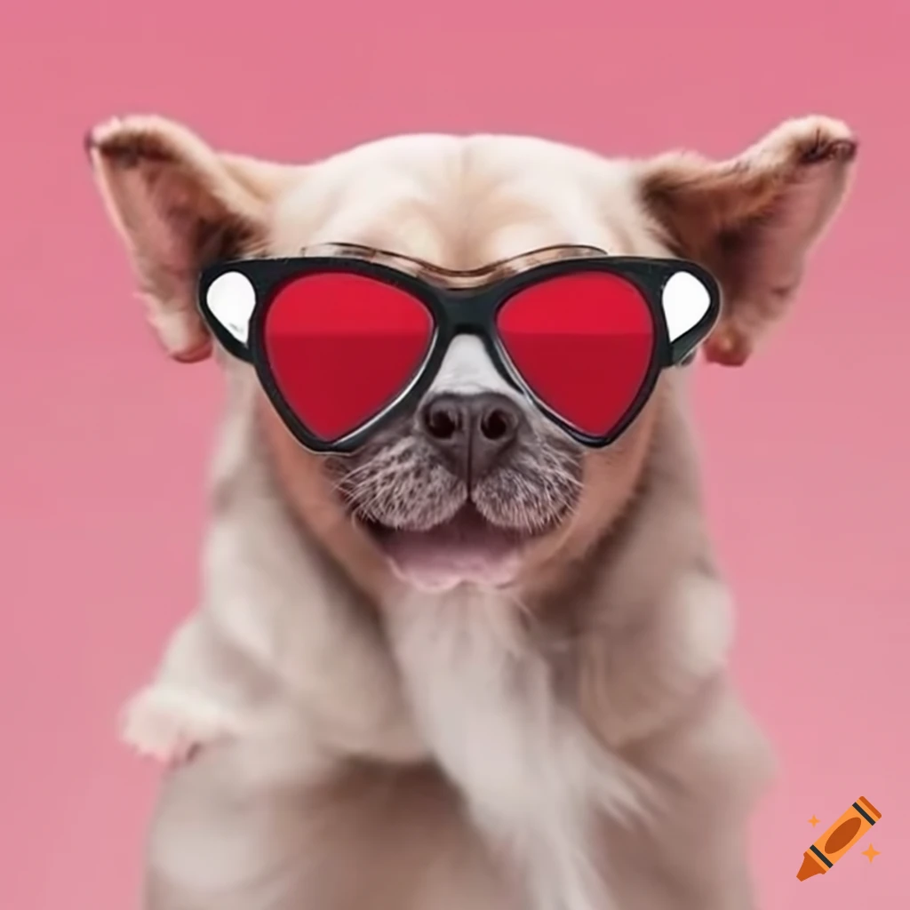 Cute dog wearing valentine glasses on Craiyon