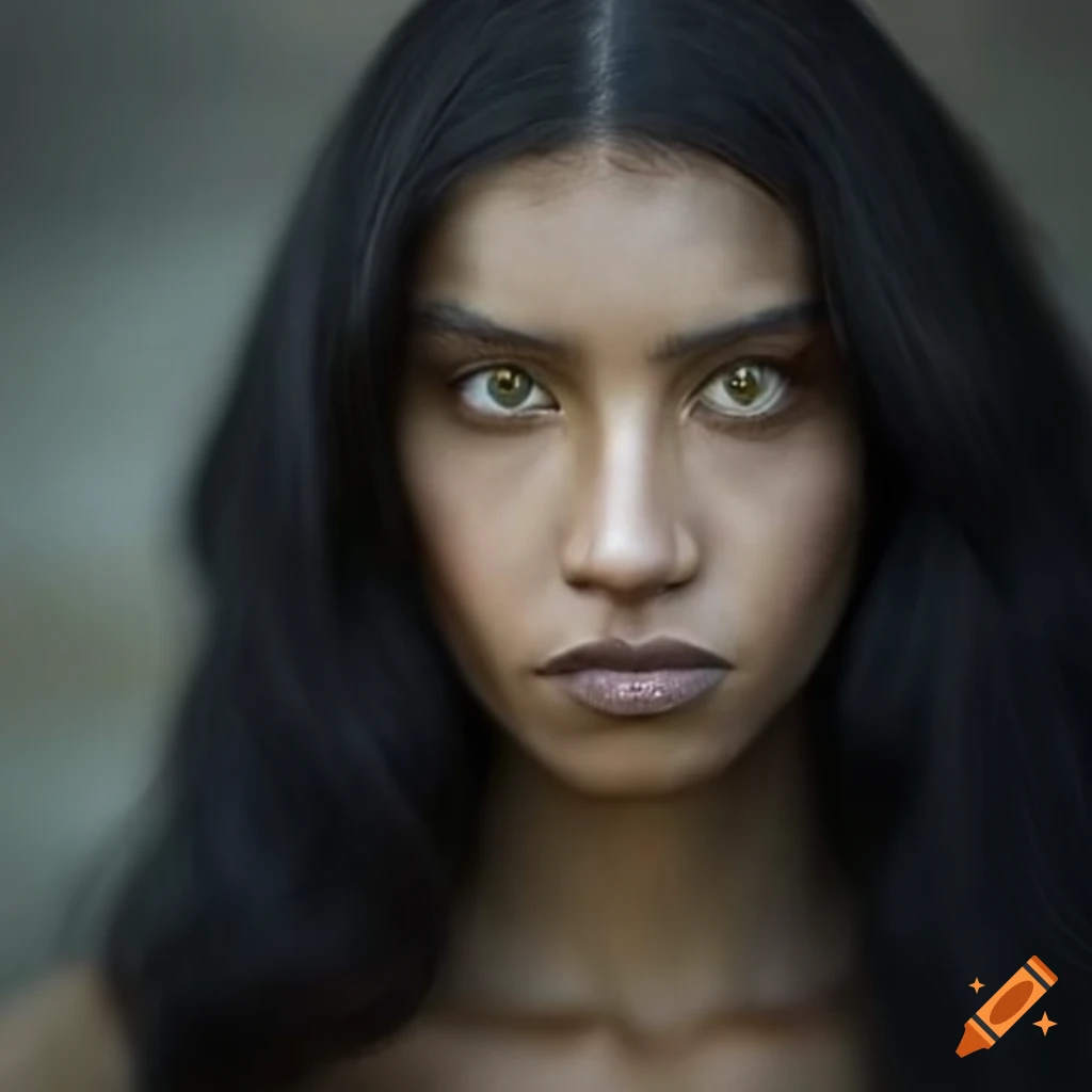 Humanoid Alien Woman With Wavy Black Hair And Brown Skin On Craiyon 