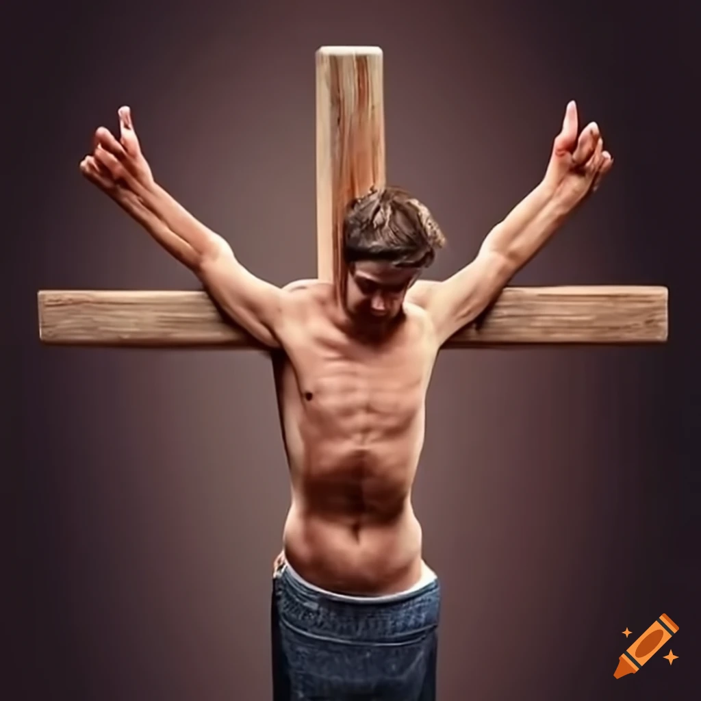 Christian man making a cross gesture on his chest