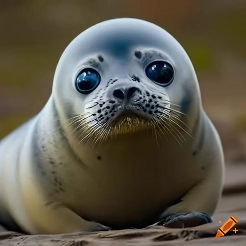 Adorable baby seal with big eyes on Craiyon