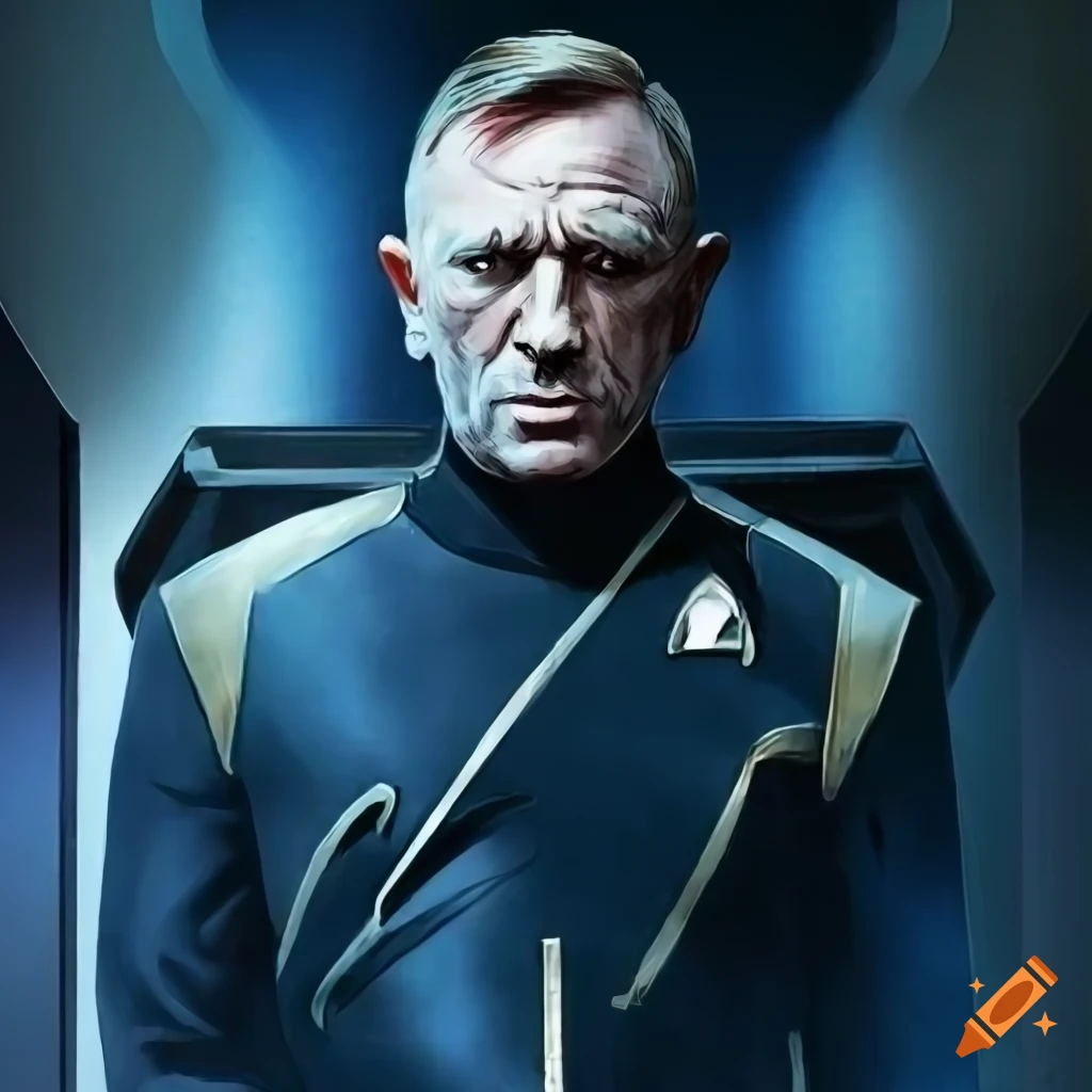 Daniel craig and sting as star trek discovery characters in a comic book cover style on Craiyon