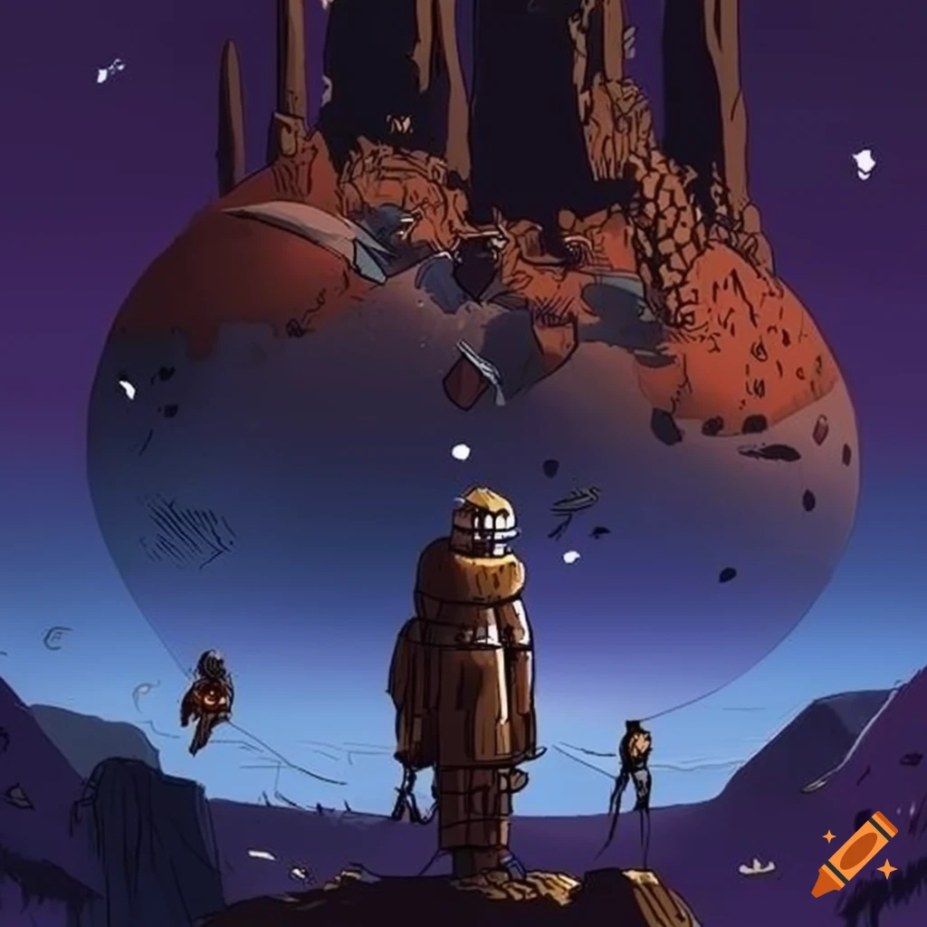 Illustration of an extraterrestrial world in Jean-Claude Mézières's art style
