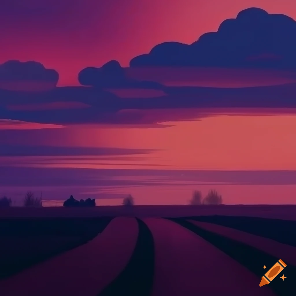 Dusk with dark clouds over fields and villages with light snow, 1920 x 1080