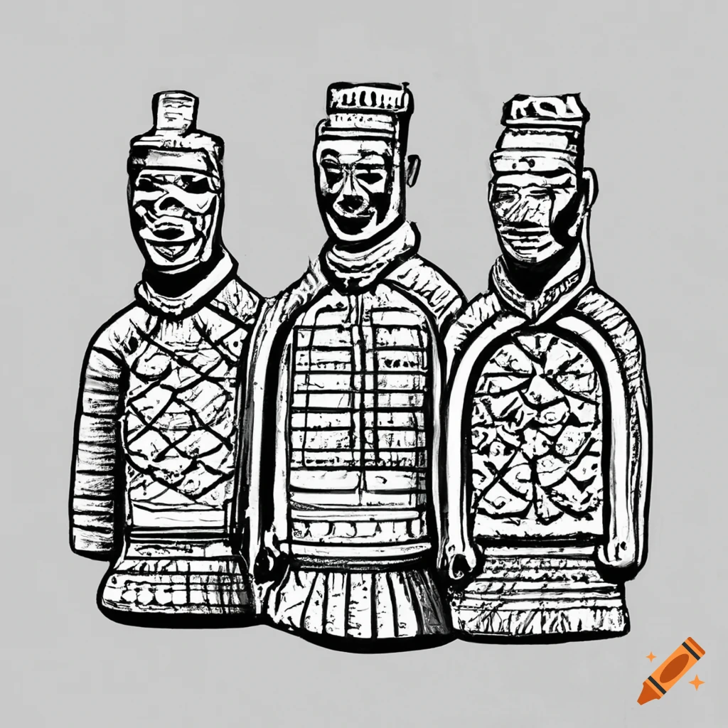 Abstract drawing of the terracotta army on Craiyon