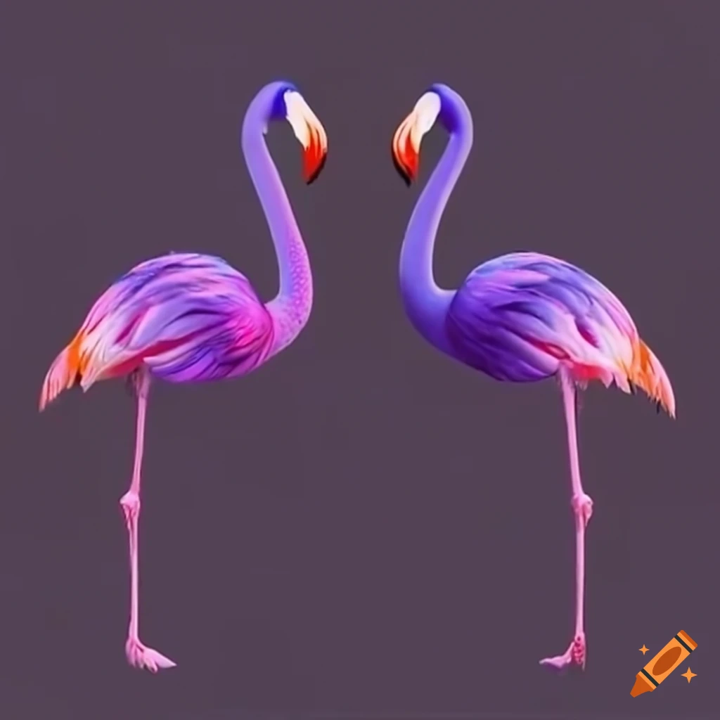 Two purple flamingos having a dance party