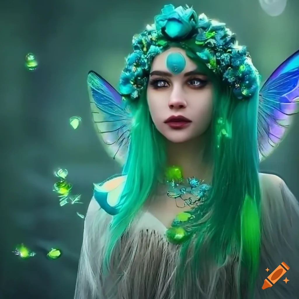 Green hair, goddess(a woman who is adored, especially for her beauty ...