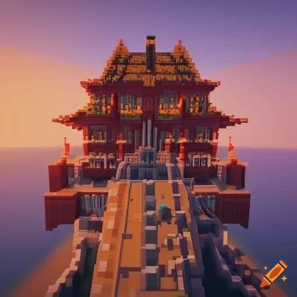 Epic ancient china themed minecraft build on Craiyon