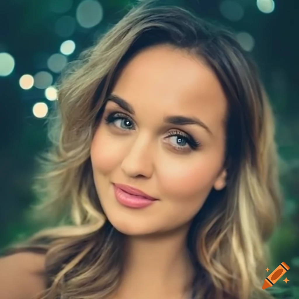 Close-up beauty selfie with bokeh jungle background