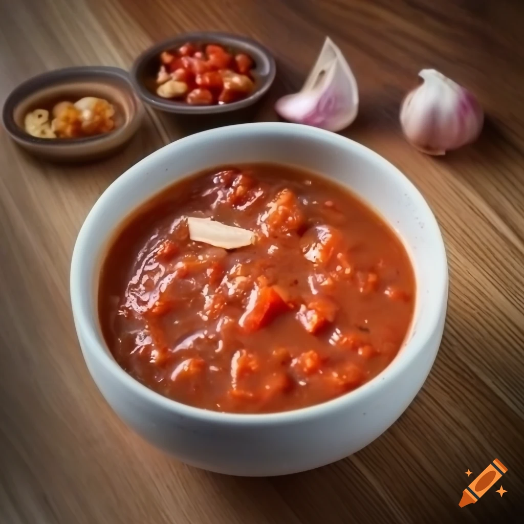 Homemade pasta sauce with onion, garlic, and chopped tomato on Craiyon