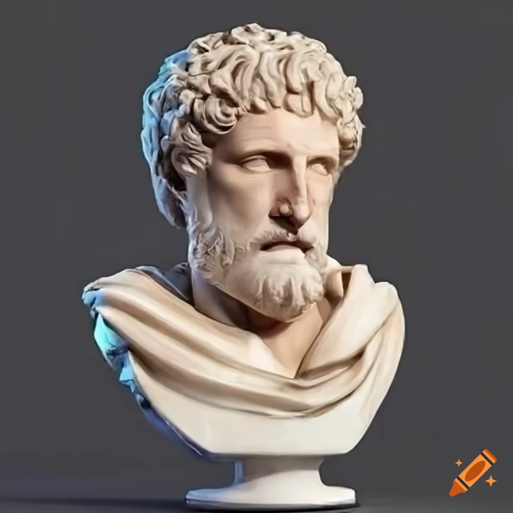 Marble bust of a severe athenian legislator with a mean expression