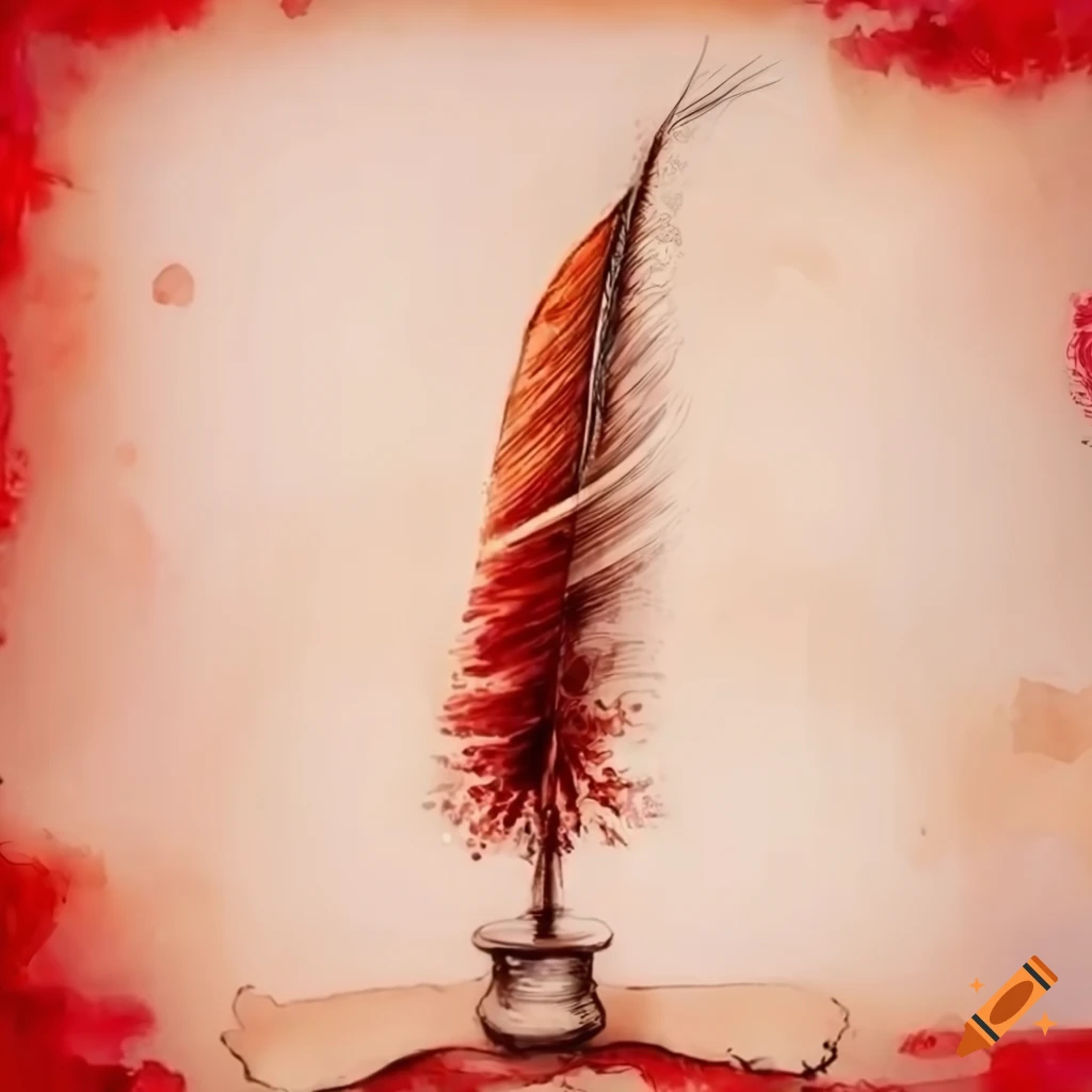 Female hand using a 1700s quill to write on parchment paper scroll with