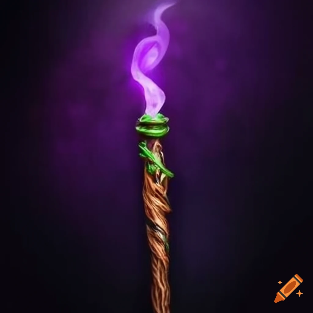 Purple and green magic wand on Craiyon
