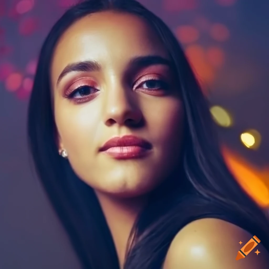 Close-up beauty selfie with bokeh jungle background