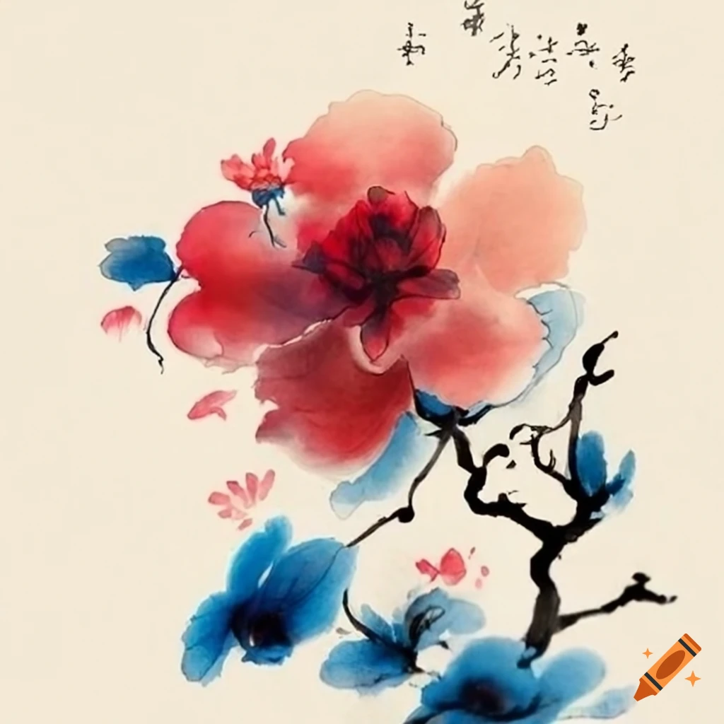 Chinese Ink Flowes Chinese ink painting of flowers on Craiyon