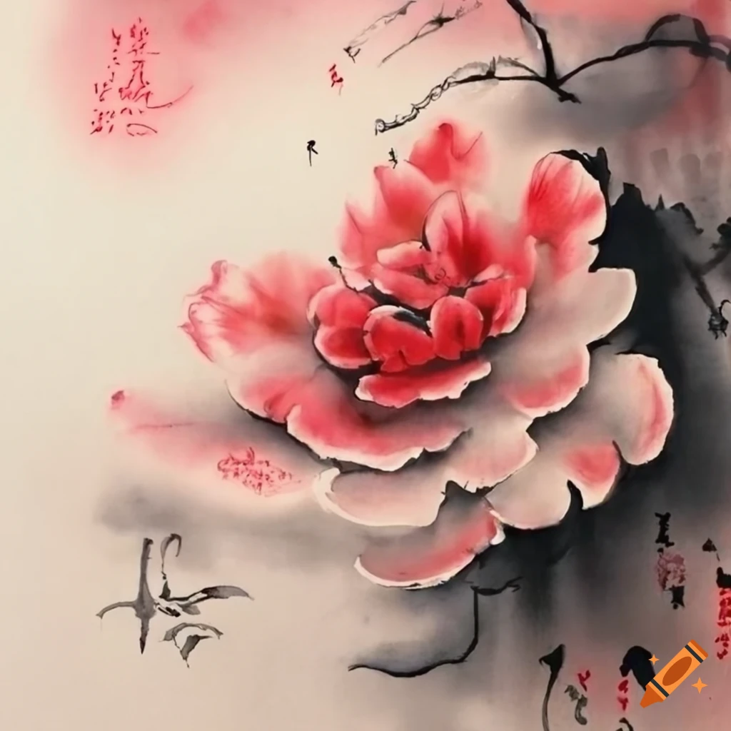 Chinese Ink Flowes Chinese ink painting of flowers on Craiyon