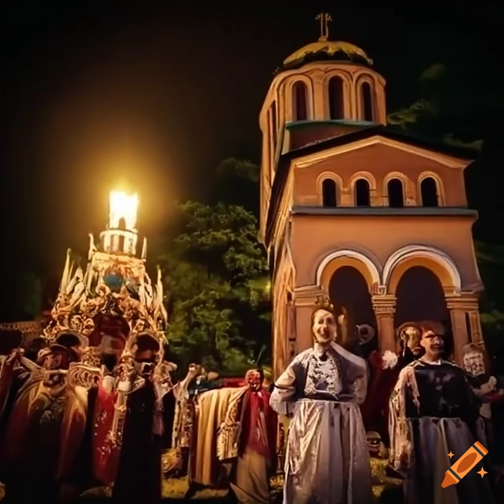 People attending an orthodox church celebration in romania and bulgaria ...
