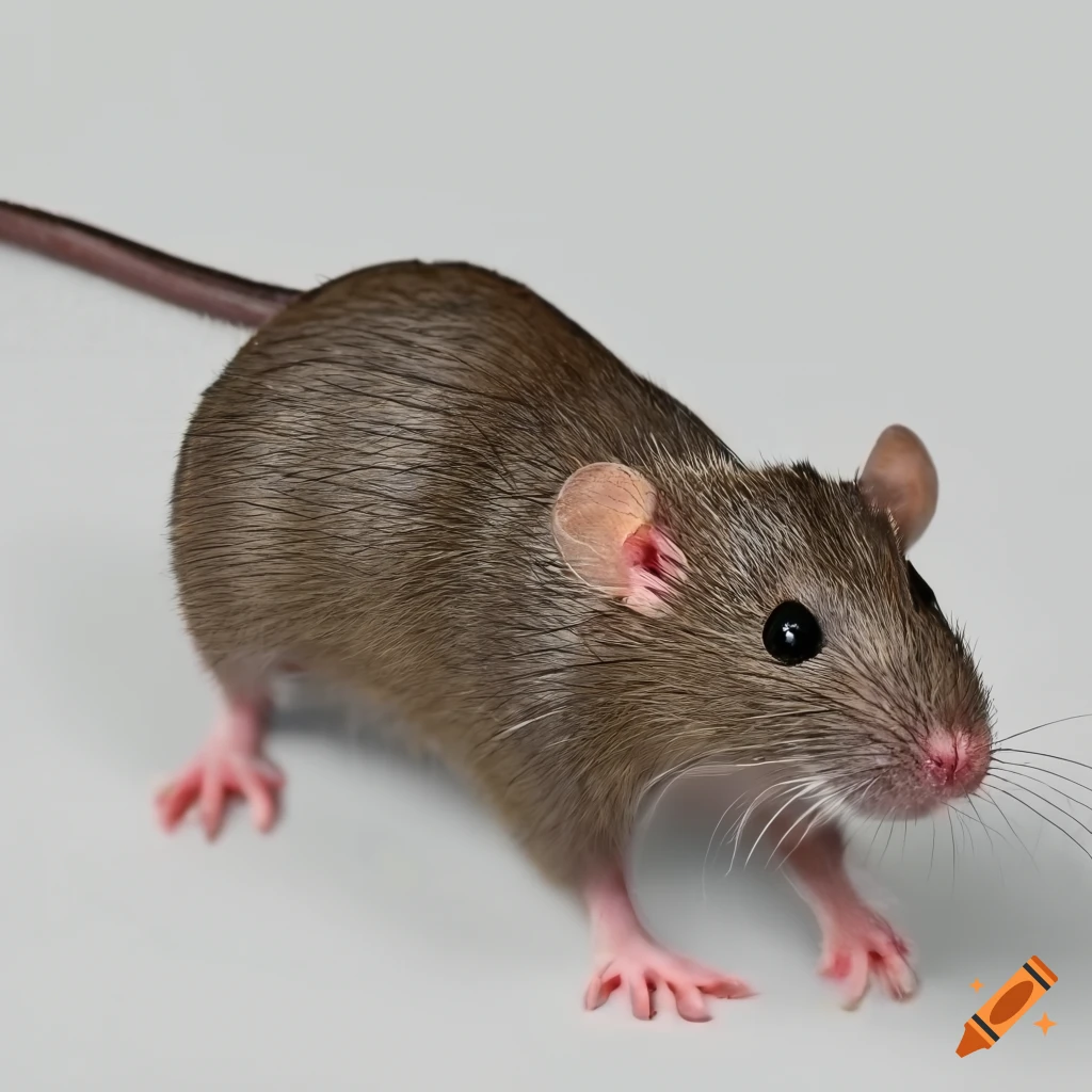 Closeup of a realistic house rat on a white background on Craiyon
