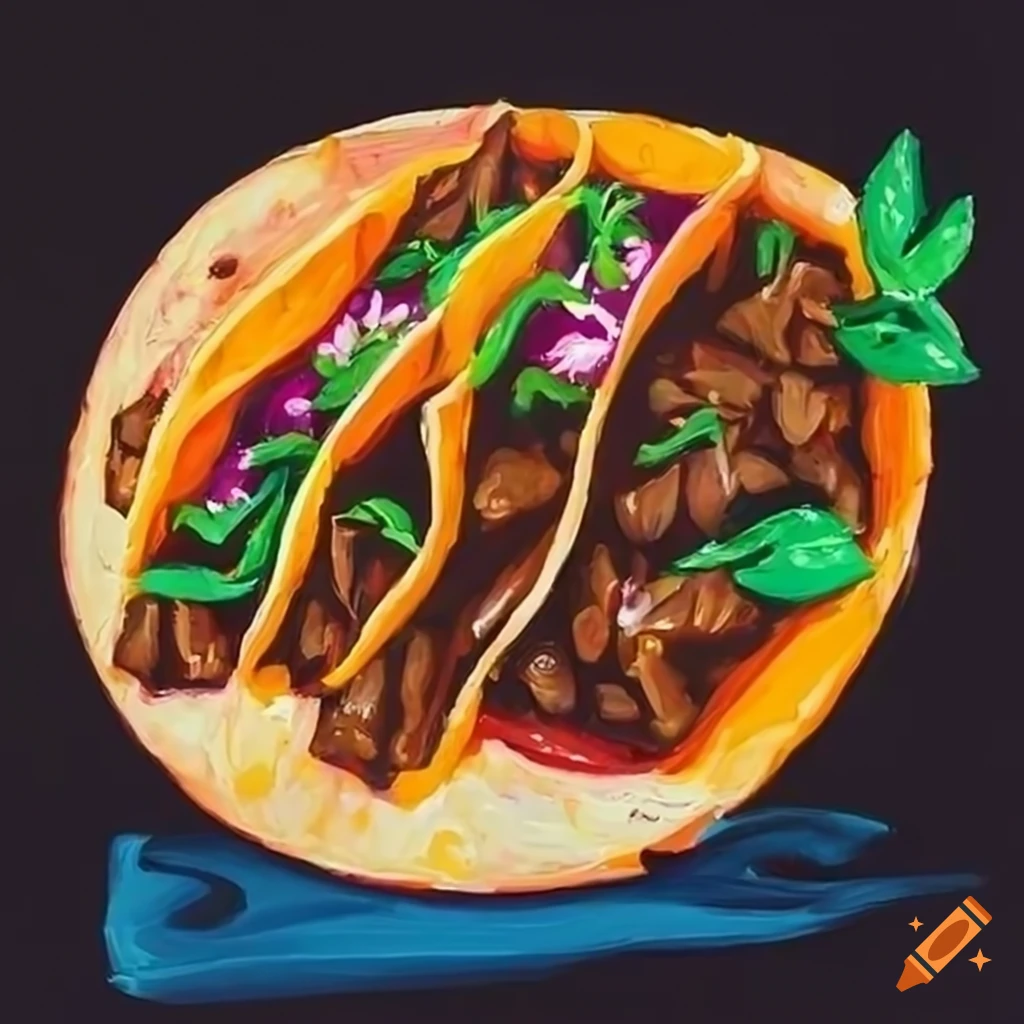 Acrylic painting of birria tacos