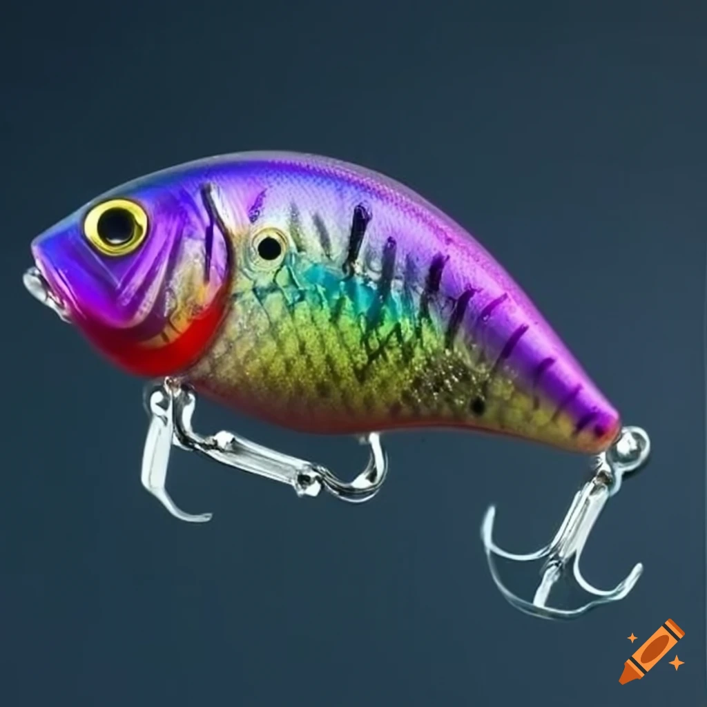 Purple, blue, and silver crankbait fishing lure on Craiyon