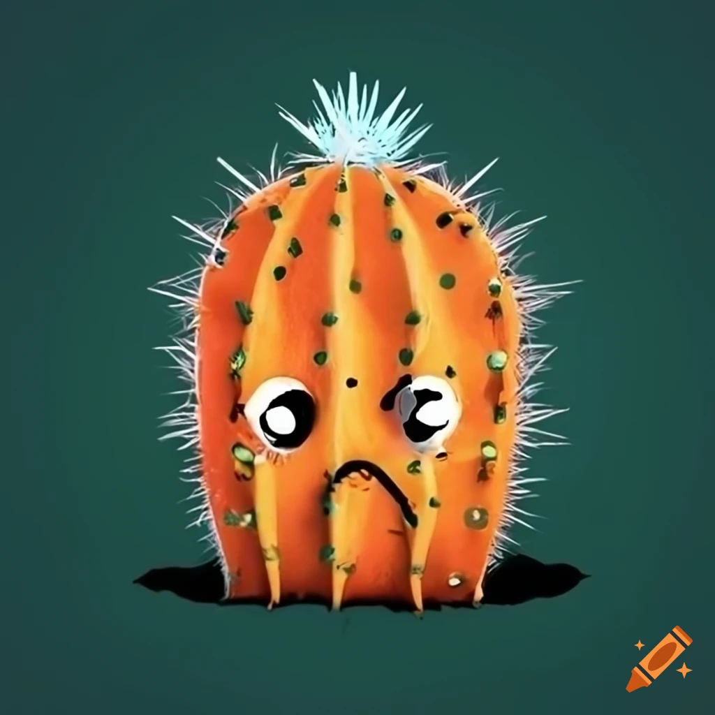 Sad little cactus logo for eco-protection