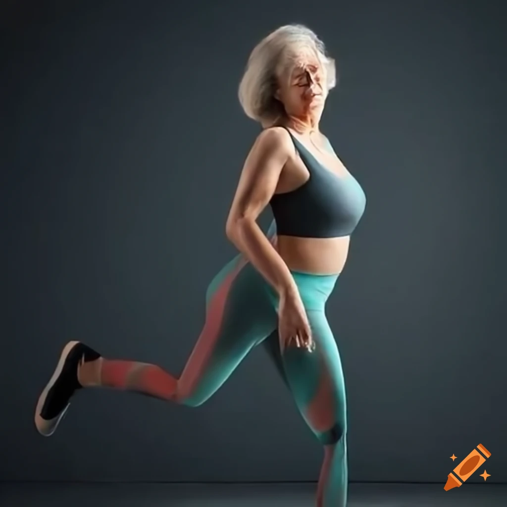 Fit 50-year-old woman in running leggings on Craiyon
