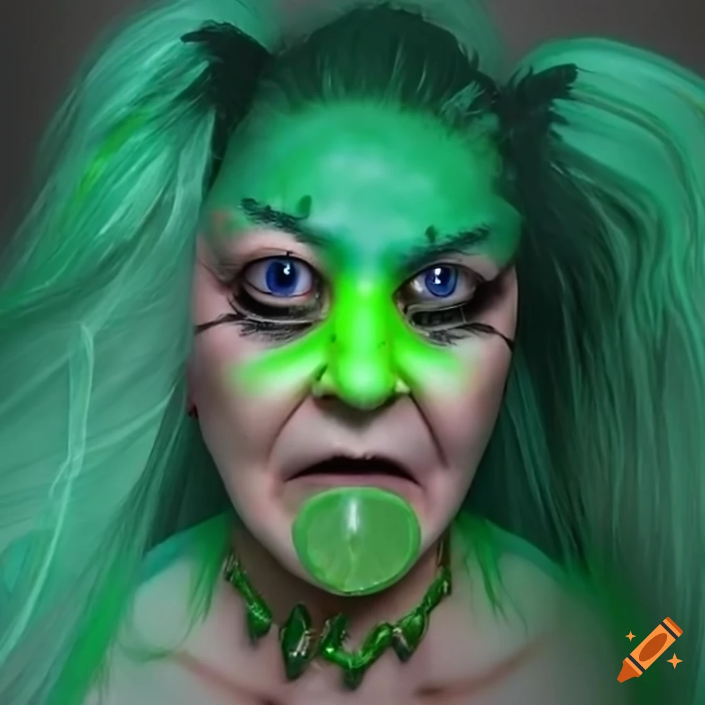 Green hair, goddess(a woman who is adored, especially for her beauty