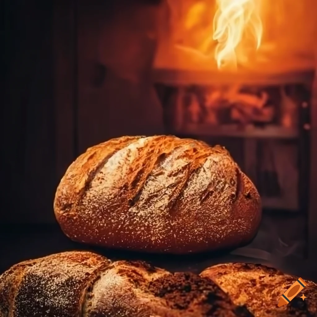 Fresh artisan bread in a cozy bakery setting on Craiyon