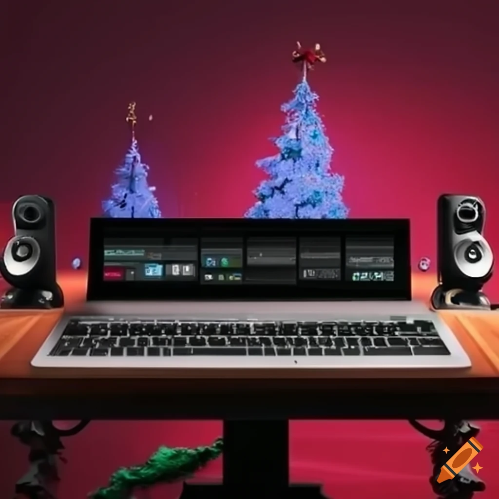 Digital audio workstation in a festive christmas setting on craiyon