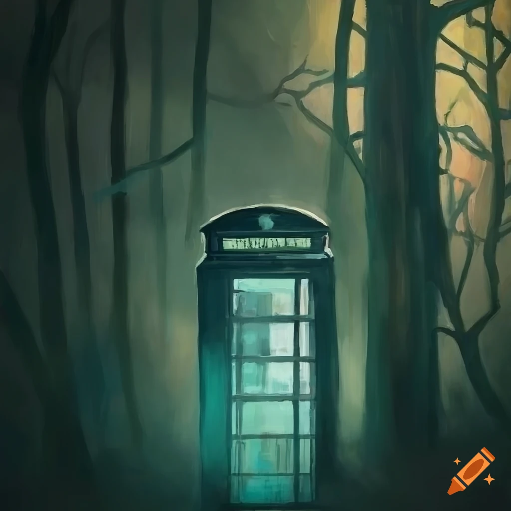 Moody painting of the southern oracle in the woods beside a london