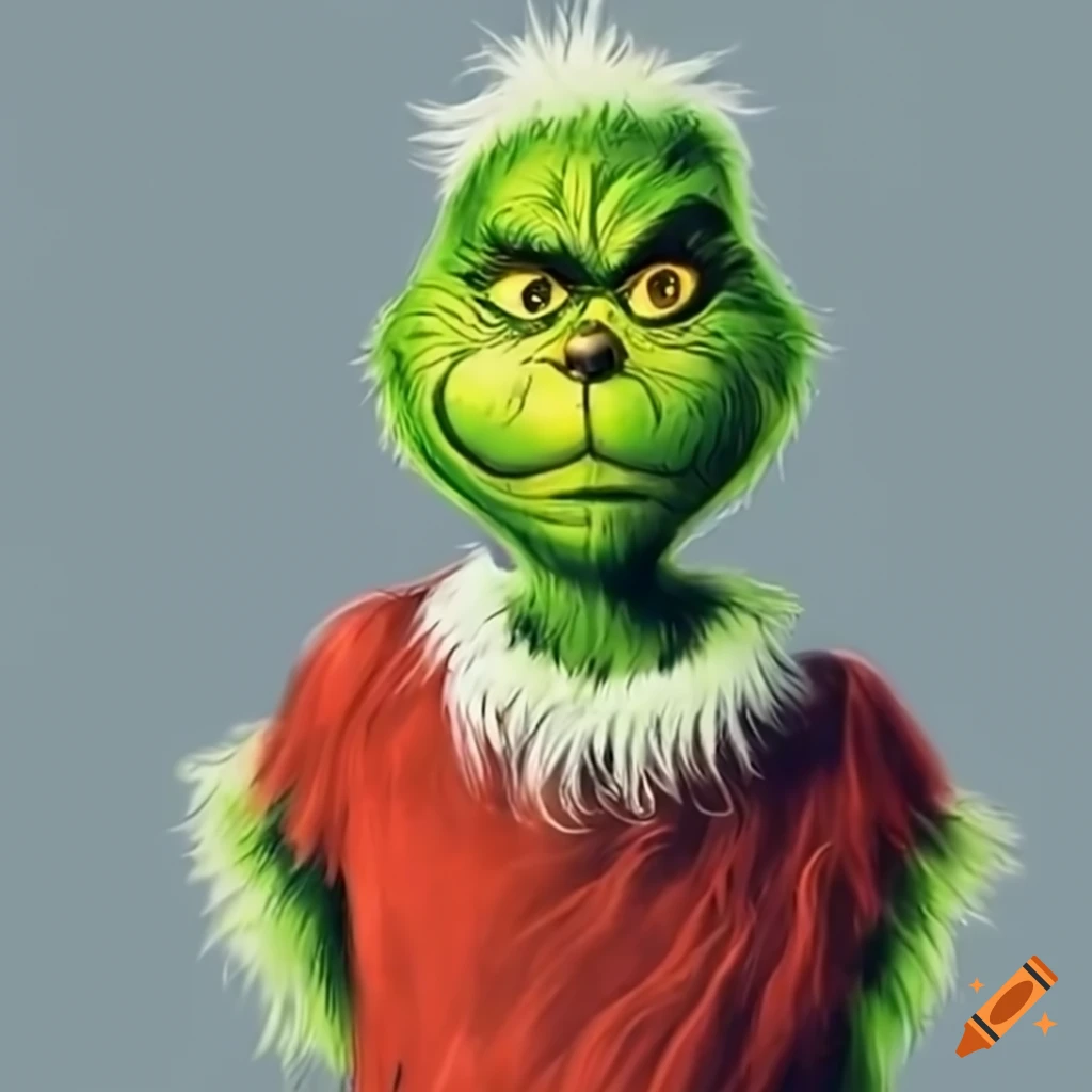 Full body drawing of the grinch character on Craiyon