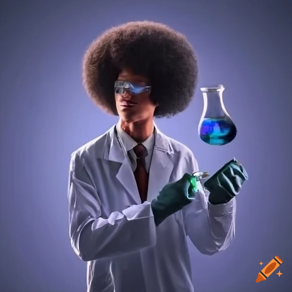 Scientist conducting experiments with glowing beaker