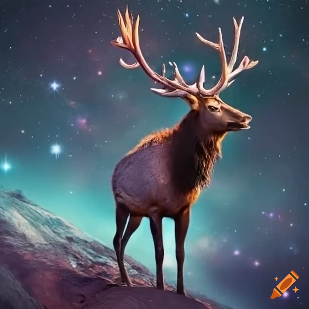 Elk in outer space on Craiyon